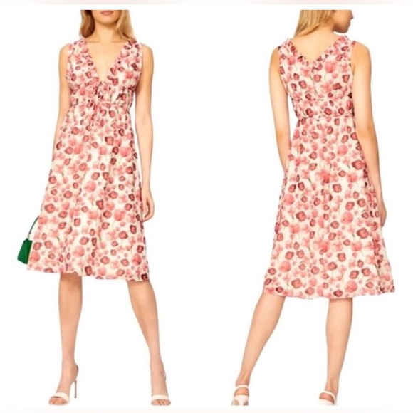 Samantha Sipos Strawberry Floral Chiffon Dress Cut Out Front Size XS - Picture 1 of 13